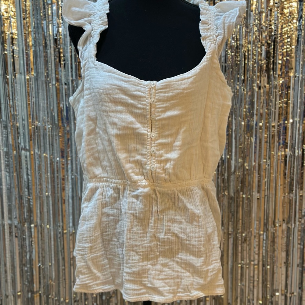 NWT Maurices peplum tank top with ruffle sleeves button up womens size XL